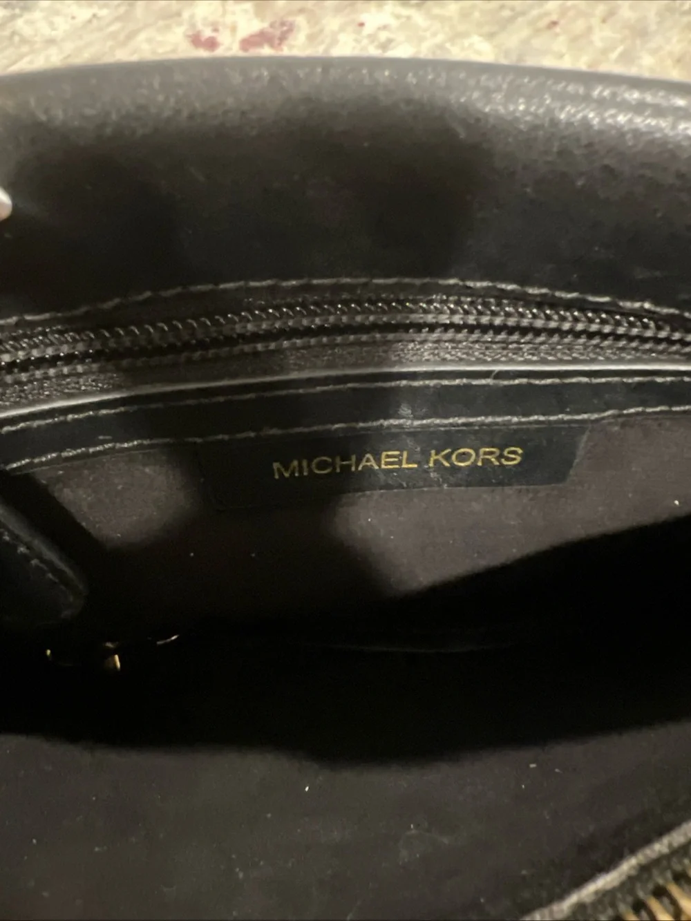 Michael Kors Black Leather Structured Satchel with Gold Hardware
